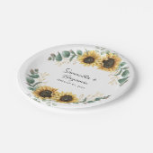 サンフラワーユーカリ結婚式パーティー ペーパープレート (アングル)
