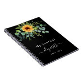 サンフラワーユーカリ緑のスクリプトブラック ノートブック (右側)