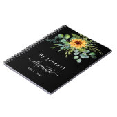 サンフラワーユーカリ緑のスクリプトブラック ノートブック (左側)