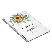 サンフラワーユーカリ緑のスクリプト名ノート ノートブック (右側)