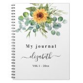 サンフラワーユーカリ緑のスクリプト名ノート ノートブック (正面)