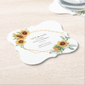 サンフラワーユーカリ緑の幾何学日救付 ペーパーコースター (アングル)