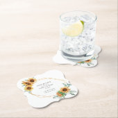 サンフラワーユーカリ緑の幾何学日救付 ペーパーコースター (インサイチュ)