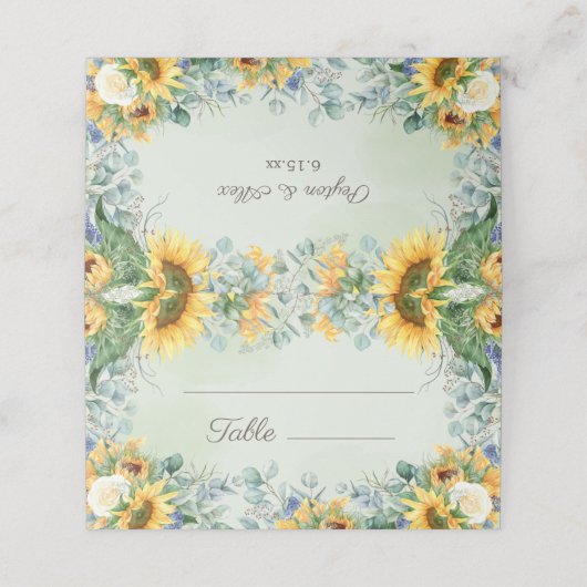 サンフラワーユーカリ葉ウエディングレセプション プレイスカード (外部開封)