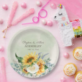 サンフラワーユーカリ葉ウエディングレセプション ペーパープレート (パーティー)