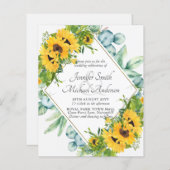 サンフラワーユーカリ葉フローラウェディング招待 (正面/裏面)