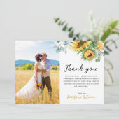 サンフラワーユーカリ2枚結婚の写真 サンキューカード (スタンド正面)