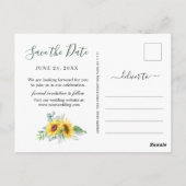 サンフラワーユーカリ3フォトウェディング日付を保存 ポストカード (裏面)