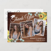 サンフラワーユーカリ3写真卒業ありがとう ポストカード (正面/裏面)