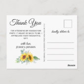 サンフラワーユーカリ3写真卒業ありがとう ポストカード (裏面)