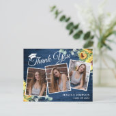 サンフラワーユーカリ3写真卒業ありがとう ポストカード (スタンド正面)