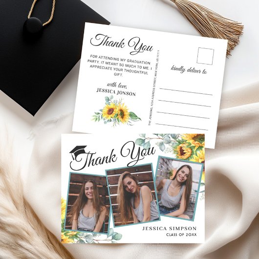 サンフラワーユーカリ3写真卒業ありがとう ポストカード