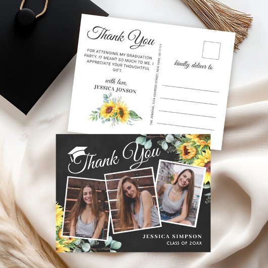 サンフラワーユーカリ3写真卒業ありがとう ポストカード