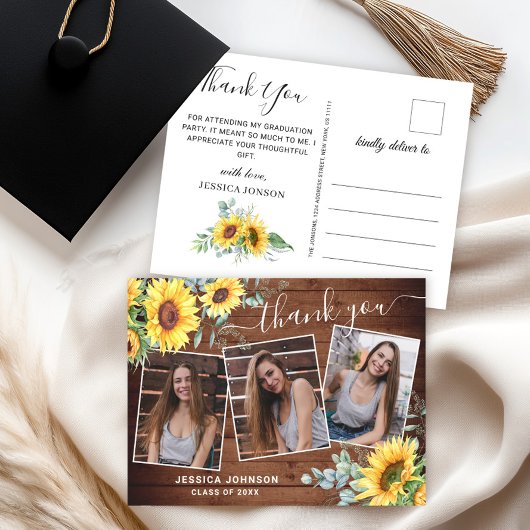 サンフラワーユーカリ3写真卒業ありがとう ポストカード