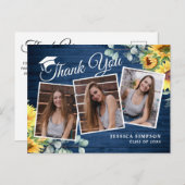 サンフラワーユーカリ3写真卒業ありがとう 案内ポストカード (正面/裏面)