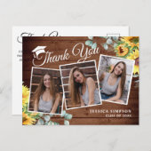 サンフラワーユーカリ3写真卒業ありがとう 案内ポストカード (正面/裏面)