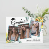 サンフラワーユーカリ3写真卒業パーティー 招待状 (スタンド正面)