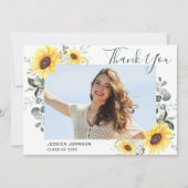 サンフラワーユーカリ4素朴写真卒業 サンキューカード (正面)