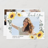 サンフラワーユーカリ4素朴写真卒業 サンキューカード (正面/裏面)