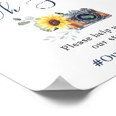 サンフラワーユーカリOhスナップ結婚ハッシュタグのサイン ポスター (角)