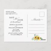 サンフラワーユーカリPHOTOウェディング日付を保存 ポストカード (裏面)