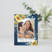 サンフラワーユーカリPHOTOウェディング日付を保存 ポストカード (スタンド正面)