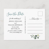 サンフラワーユーカリPHOTOウェディング日付を保存 案内ポストカード (裏面)