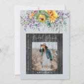 サンフラワーラベンダー素朴フォトブライダルシャワー 招待状 (正面)