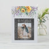 サンフラワーラベンダー素朴フォトブライダルシャワー 招待状 (スタンド正面)