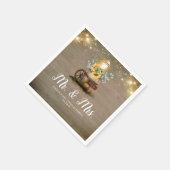 サンフラワーランタン素朴カントリー秋の結婚式 スタンダードカクテルナプキン (角)