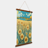 サンフラワーランドスケープインヴァンゴッホスタイル 吊り下げ型タペストリー (傾斜あり)