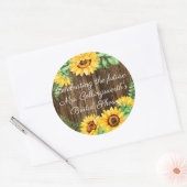 サンフラワーリースオンバーンウッドルックゲストフリット ラウンドシール (封筒)