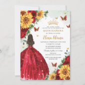 サンフラワーレッドフローラドレスキンセアニラスウィート16 招待状 (正面)