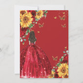 サンフラワーレッドフローラドレスキンセアニラスウィート16 招待状 (裏面)