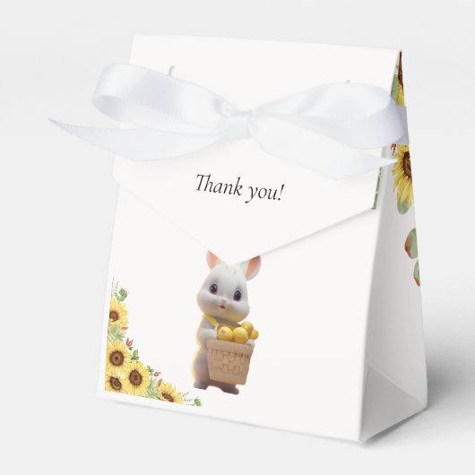 サンフラワーレモンシトラスラビットサマーベビーシャワー フェイバーボックス (正面サイド)