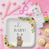 サンフラワーレモンシトラスラビットサマーベビーシャワー ペーパープレート (パーティー)