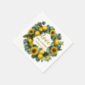 サンフラワーレモンリースラブデザイン スタンダードカクテルナプキン (角)