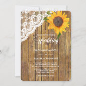サンフラワーレースウッドフローラ結婚式招待状 招待状 (正面)