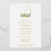 サンフラワーロマンチックシックフローラリースゴ実在ンデッド 箔招待状 (裏面)