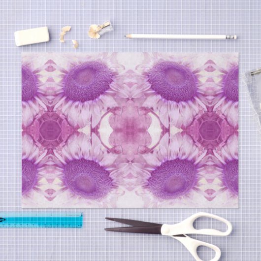 サンフラワーヴィンテージシックパープルフローラアンティーク 薄葉紙 (クラフト)