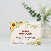 サンフラワー日付の結婚ポストカードを保存 ポストカード (スタンド正面)