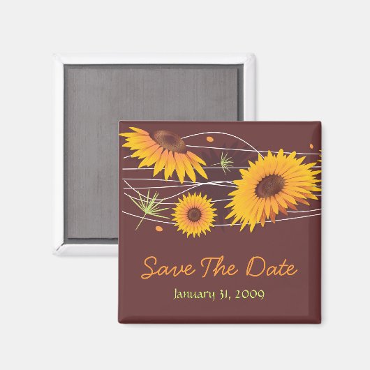 サンフラワー日付の結婚発表を保存2 マグネット (正面/裏面)