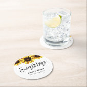 サンフラワー日付結婚を保存 ラウンドペーパーコースター (インサイチュ)