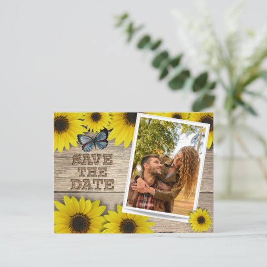 サンフラワー日付結婚を保存 案内ポストカード (スタンド正面)