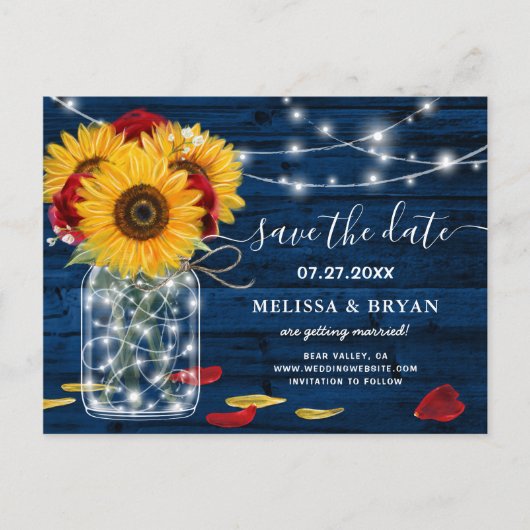 サンフラワー海軍ブルーレッド素朴ローズザデイト保存 案内ポストカード (正面)