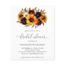 サンフラワー秋バジェットブライダルシャワー招待