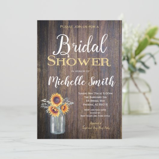 サンフラワー素朴のブライダルシャワー素朴招待状 招待状 (スタンド正面)