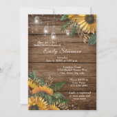 サンフラワー素朴はブライダルシャワーの招待状を点灯 (正面)