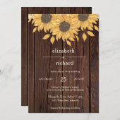 サンフラワー素朴ウッドファームスタイル結婚ズ 招待状 (正面/裏面)