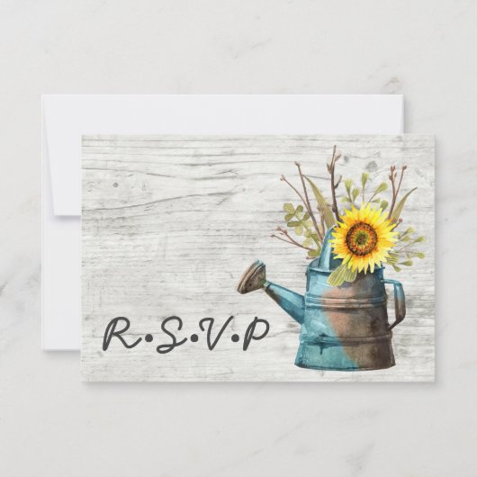 サンフラワー素朴ウッドファーム結婚式招待状RSVP 出欠カード (裏面)